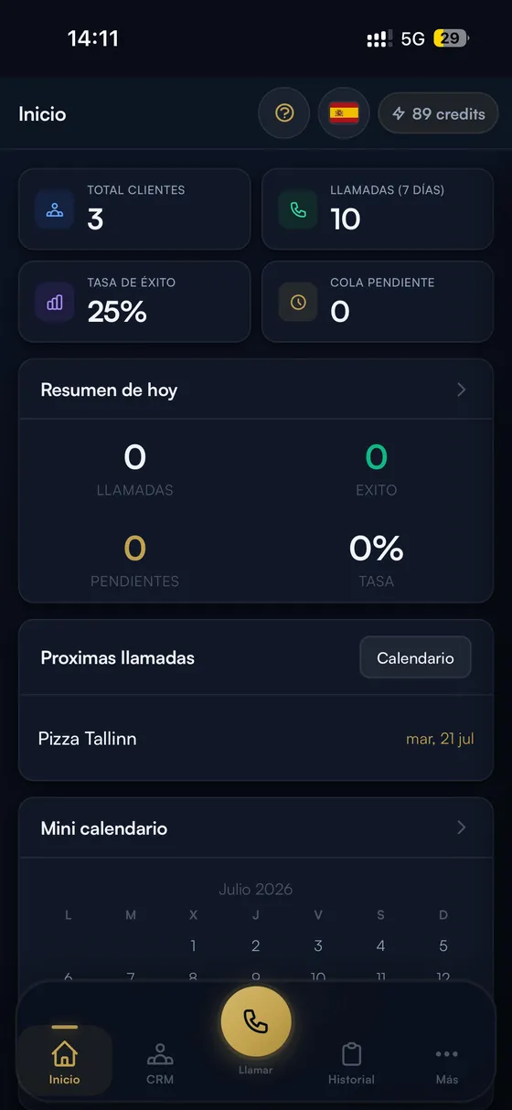 AI Employee mobile app showing the daily summary and call button